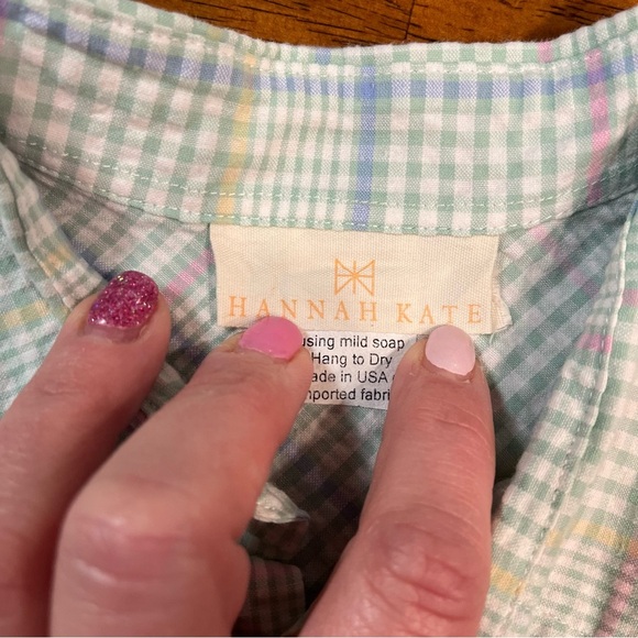 Hannah Kate boys pastel green button down 100% cotton shirt no size tag fits 10 - Picture 3 of 8